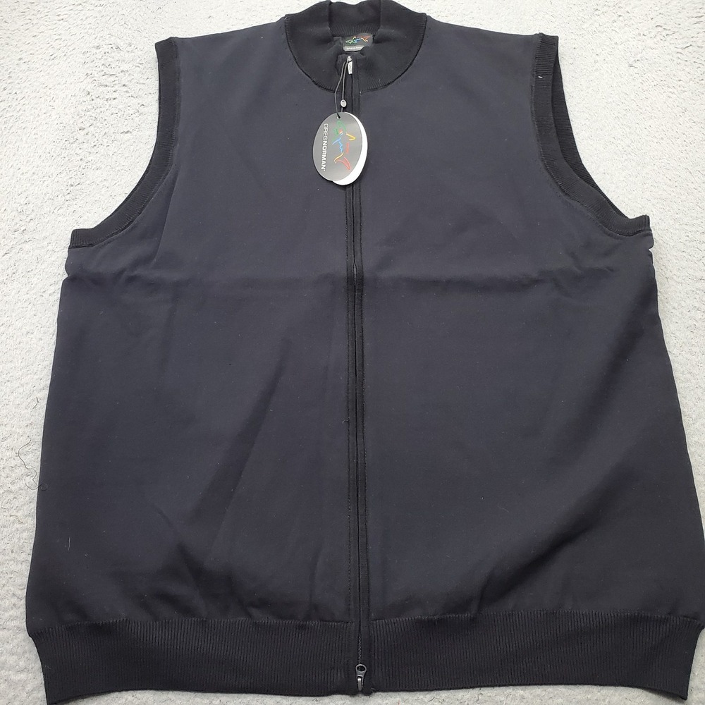 Greg Norman Golf Full Zip Vest Mens XXL Black Weather Knit Performance G7F20V135